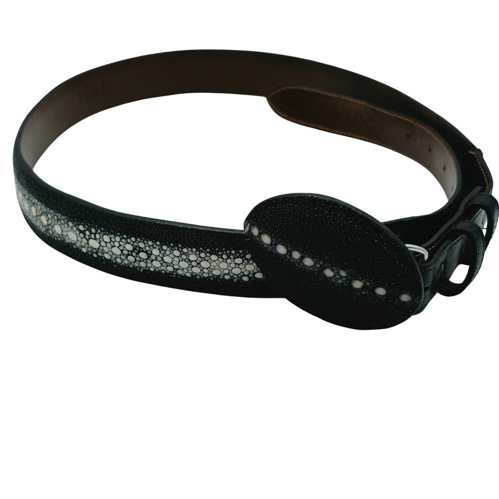 Black Jack Stingray Belt Mens 36 Black Exotic Leather Genuine Handmade USA 5847